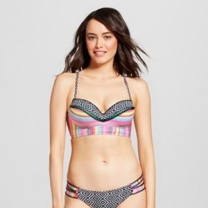 Shade & Shore Geometric Stripe Bikini Top Size 38C